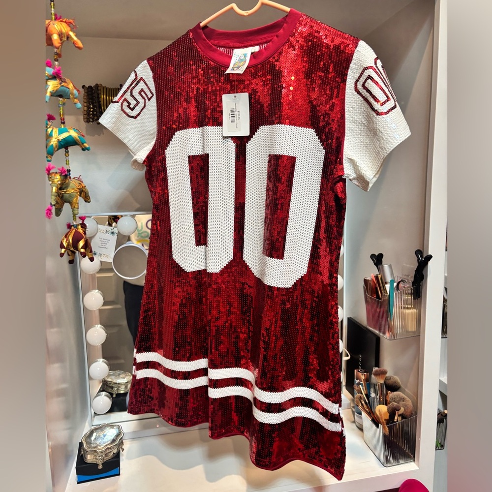 QOS Sequin Red and White dress